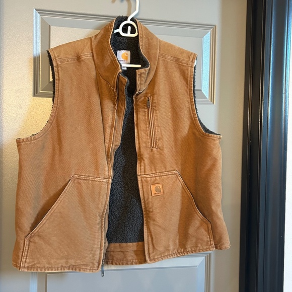 Carhartt Men's Washed Duck Sherpa Lined Work Vest Size L - Picture 1 of 11
